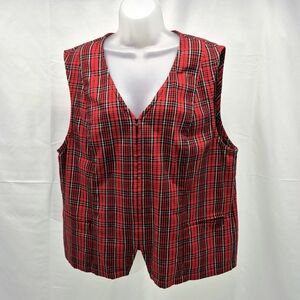 Vintage Elisabeth by Liz Claiborne Red Tartan Plaid Sleeveless Vest Top 1X Y2K